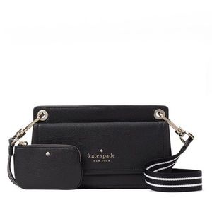 ♠️kate spade Rosie Pebbled Leather Small Flap Crossbody Bag w Coin Purse, Black